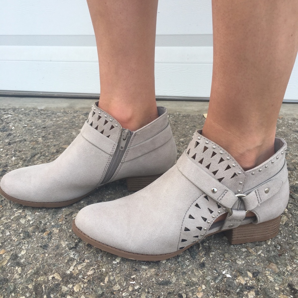 ELLIE Side Cut Out Perforated Ankle Bootie